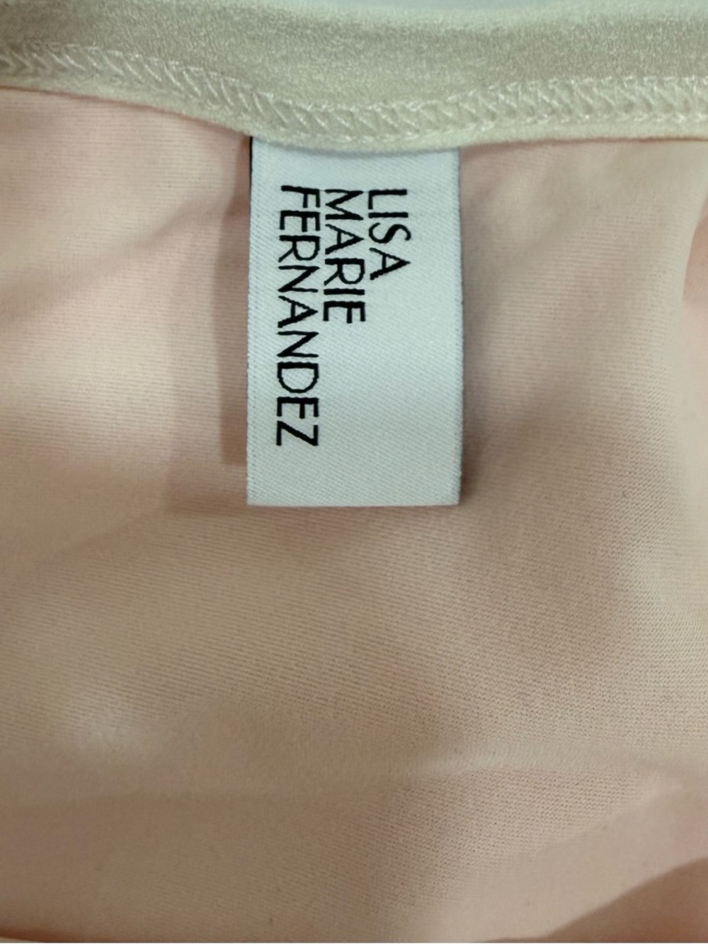 Lisa Marie Fernandez Pink One-Shoulder V-Neck One-Piece with White Trim | Size S - Picture 8 of 8